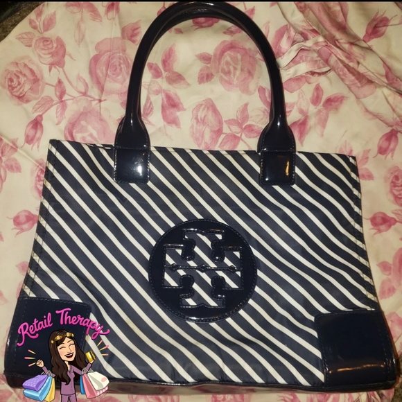 Tory Burch Handbags - Tory burch nylon ella tote white navy mini